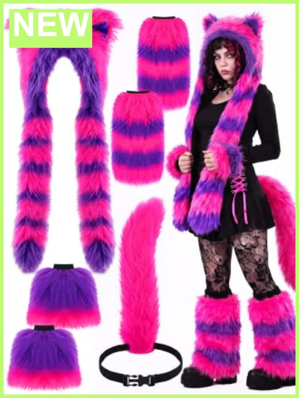 6 Pc Halloween Cat Costume Accessory Set Faux Fur Cosplay Party